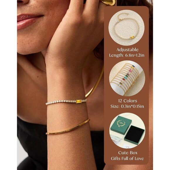 Trendy Adjustable Gold Birthstone Bracelets - Perfect Gift for Friends & Family main image 6